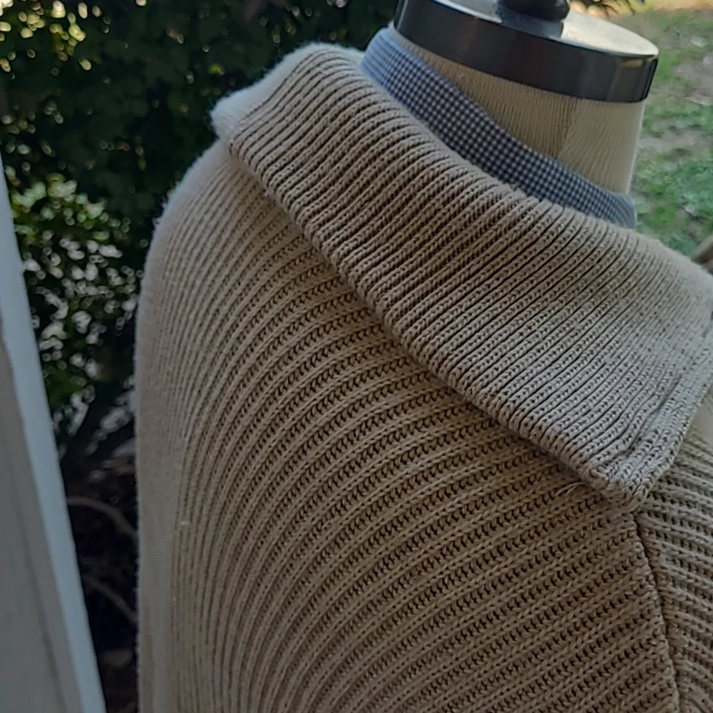 LE PAS DE L'OURS Beige Weave Knit France Sz XL Pullover Mechanic Hunting Sweater
